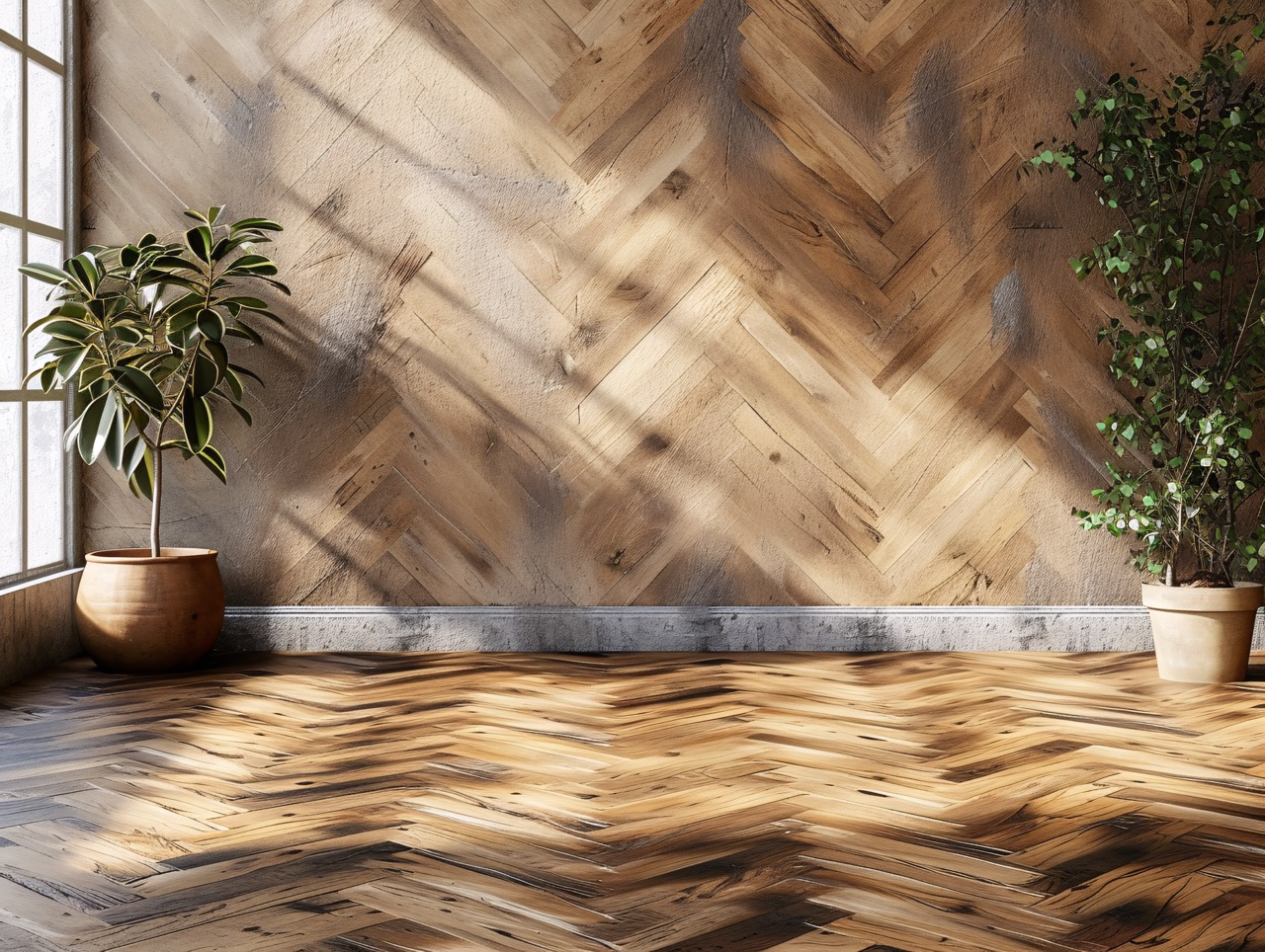 Herringbone pattern flooring